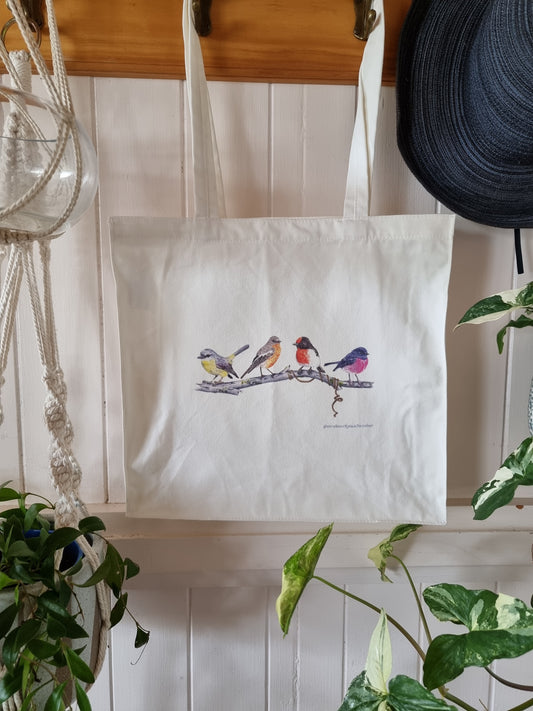 Tote Bag - Nature's Melody: An Australian Robin Quartet - Small