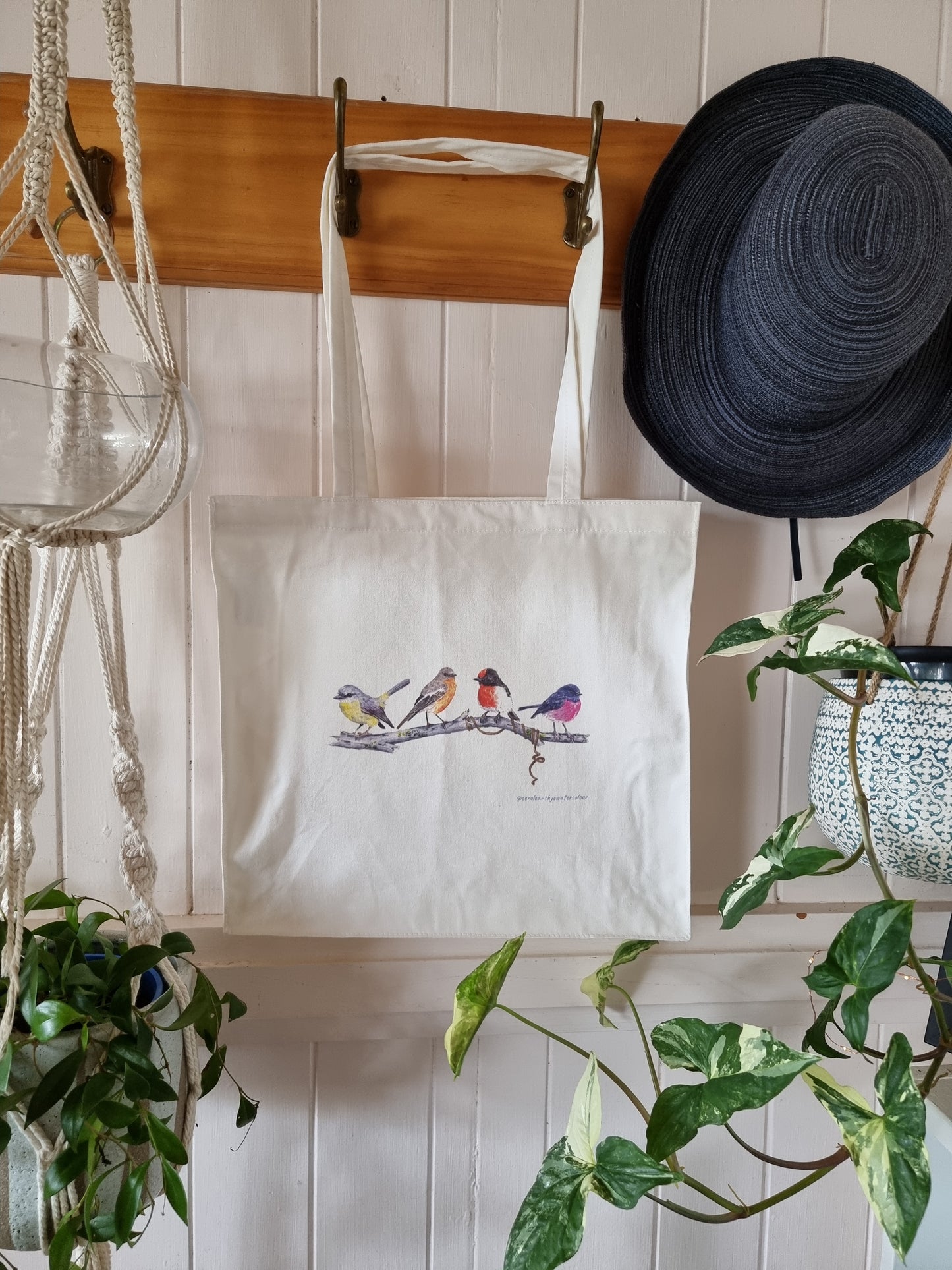 Tote Bag - Nature's Melody: An Australian Robin Quartet - Small