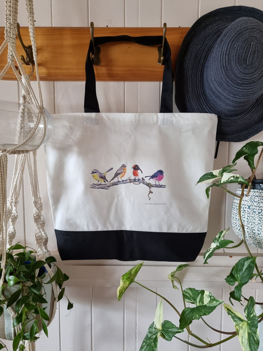 Tote Bag - Nature's Melody: An Australian Robin Quartet - Large