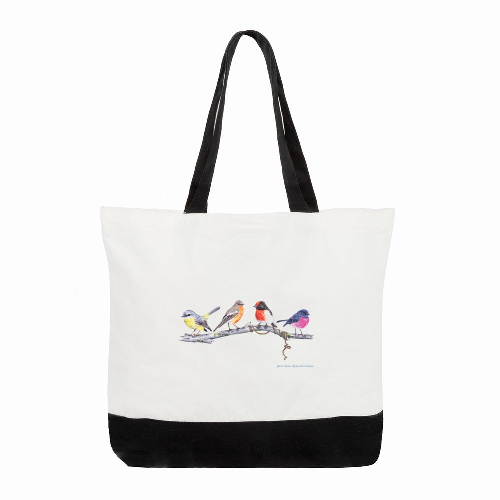 Tote Bag - Nature's Melody: An Australian Robin Quartet - Large
