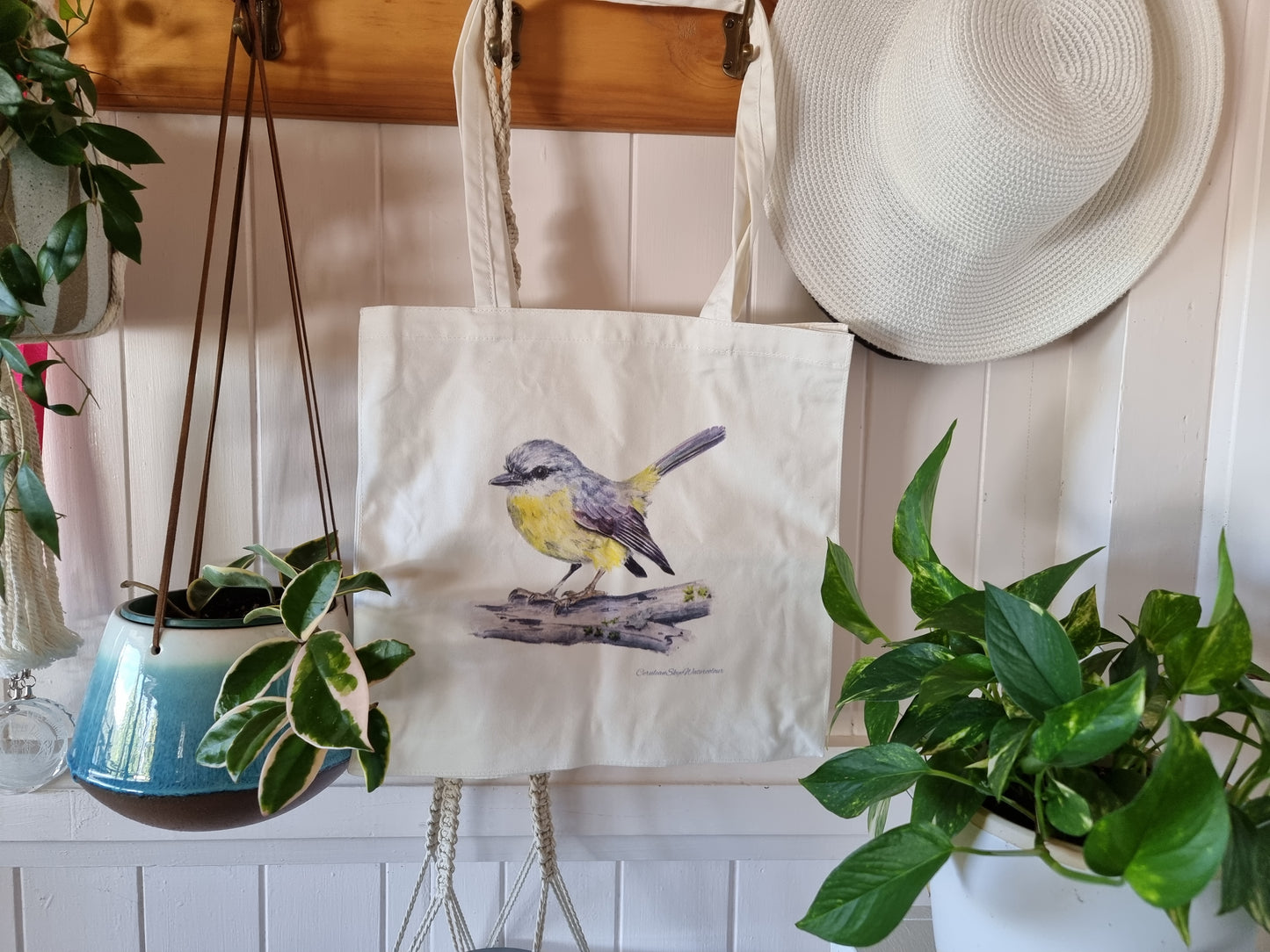 Tote Bag - Sunlit Whispers: Eastern Yellow Robin - Small