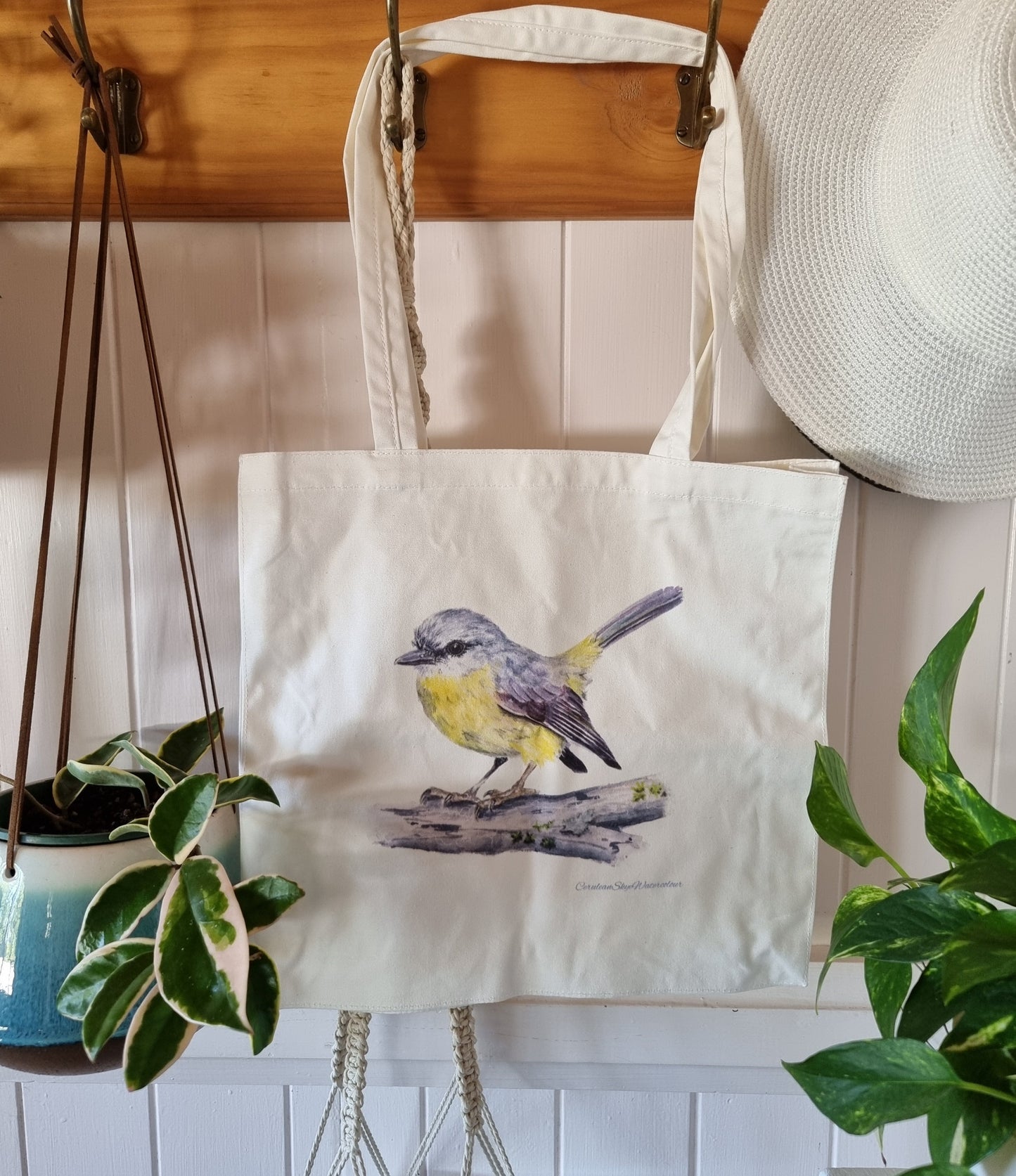 Tote Bag - Sunlit Whispers: Eastern Yellow Robin - Small