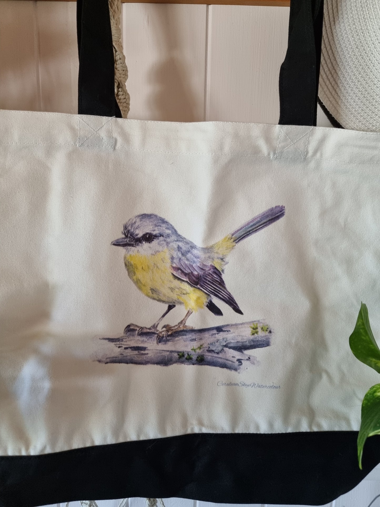 Tote Bag - Sunlit Whispers: Eastern Yellow Robin - Large